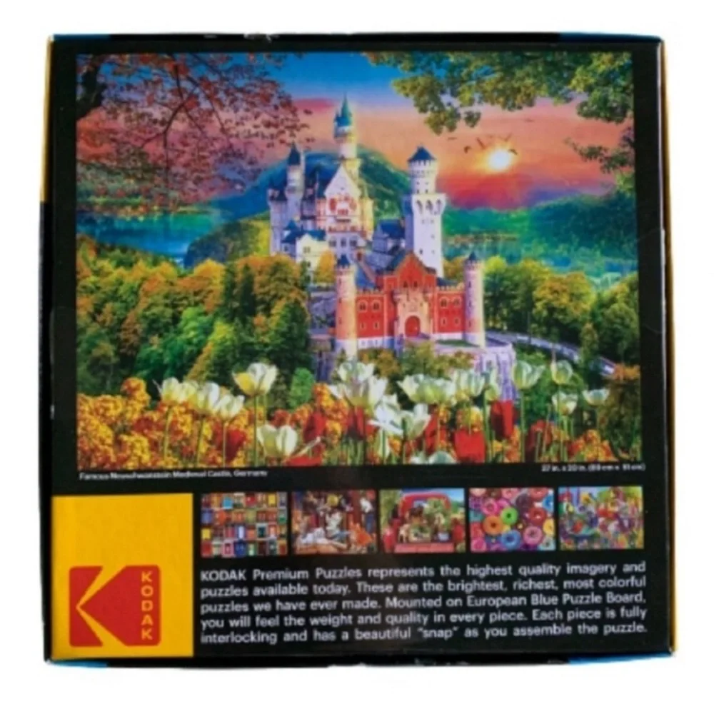 KODAK Jigsaw Puzzle Famous Neuschwanstein Medieval Castle Germany 1000 Piece EUC